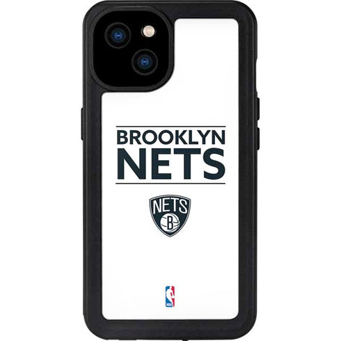 NBA Brooklyn Nets Standard - White iPhone 15 Plus Waterproof Case